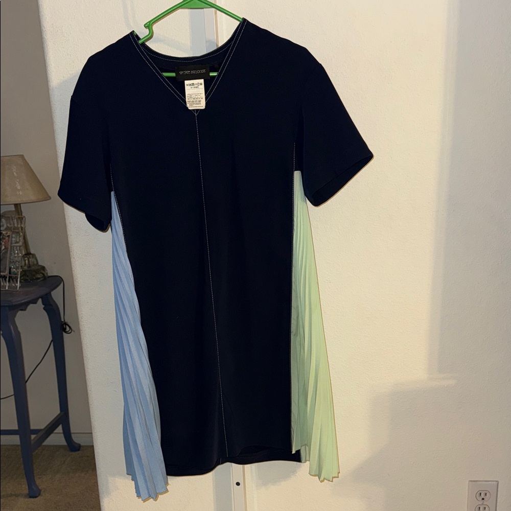 Sport MaxiCode Blue Dress with Blue and Green Pleats